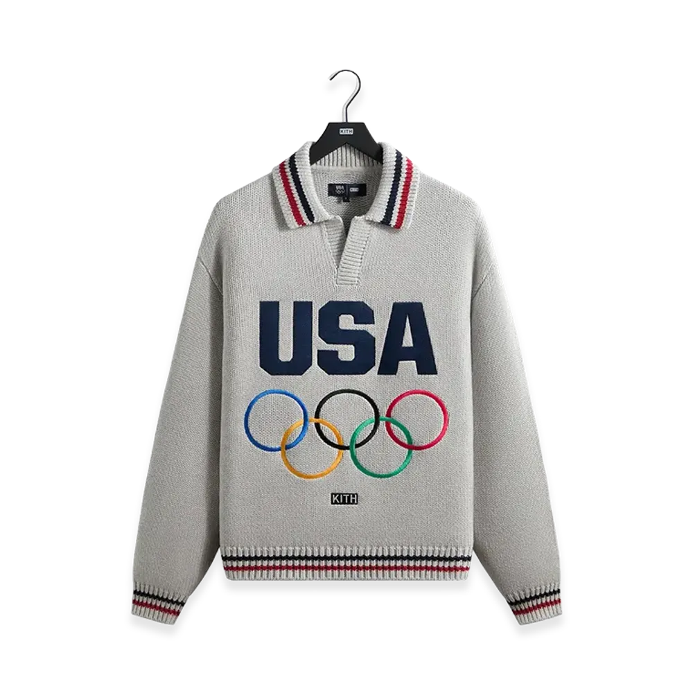 Kith x Team USA Nelson Rugby Sweater "Light Heather Grey"