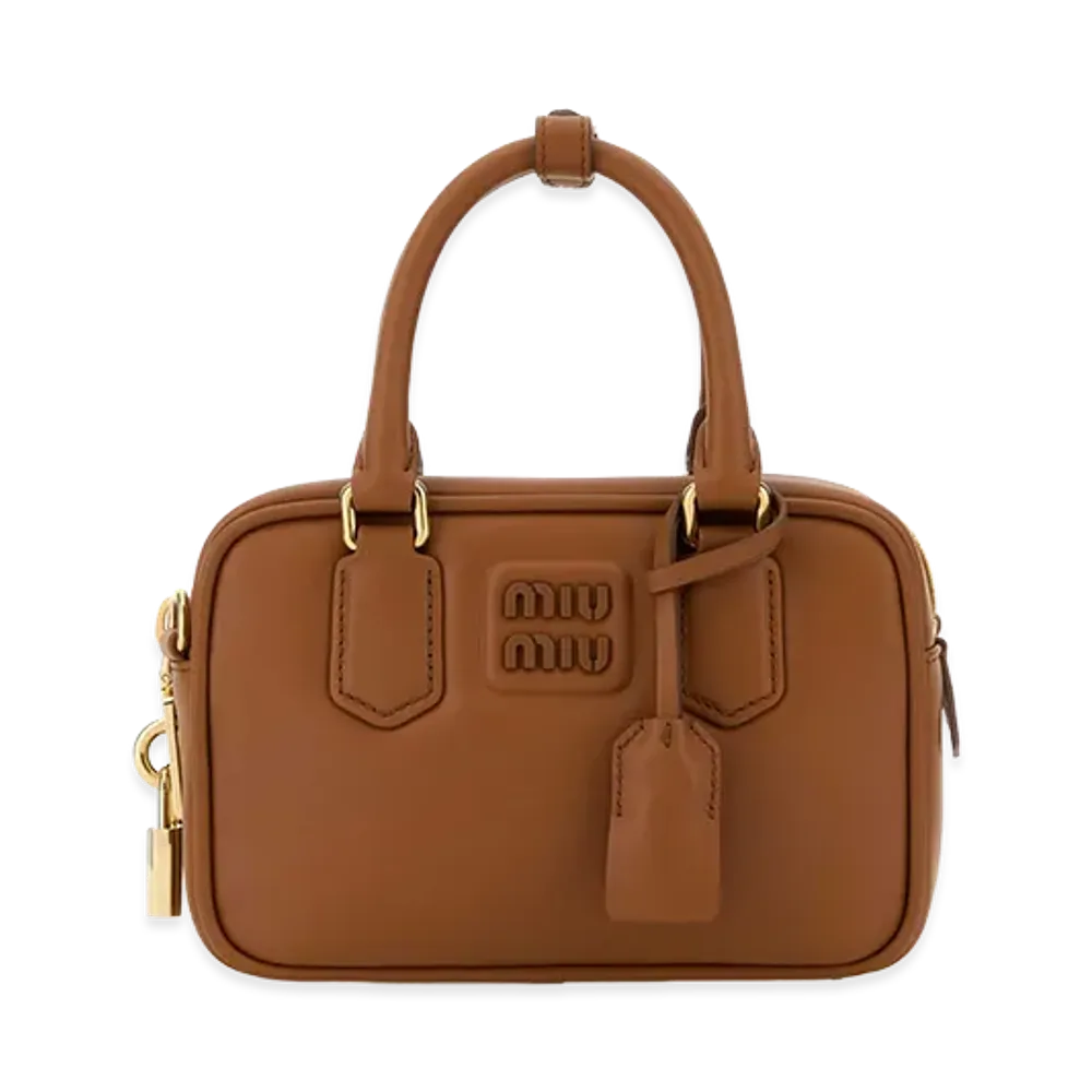 MIU MIU Women's Caramel Leather Arcadie Handbag "Brown"