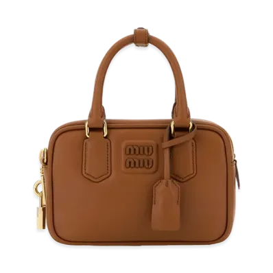 MIU MIU Women's Caramel Leather Arcadie Handbag "Brown"