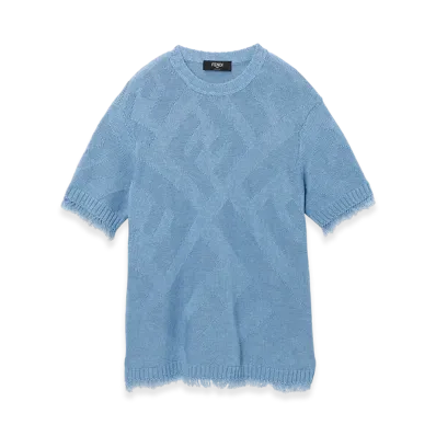 FENDI Crewneck Short Sleeve Knit "Sky"