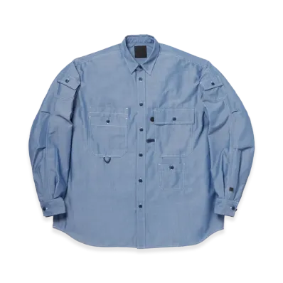 DAIWA PIER39 Tech Multi Pocket Chambray Shirt L/S "Blue"