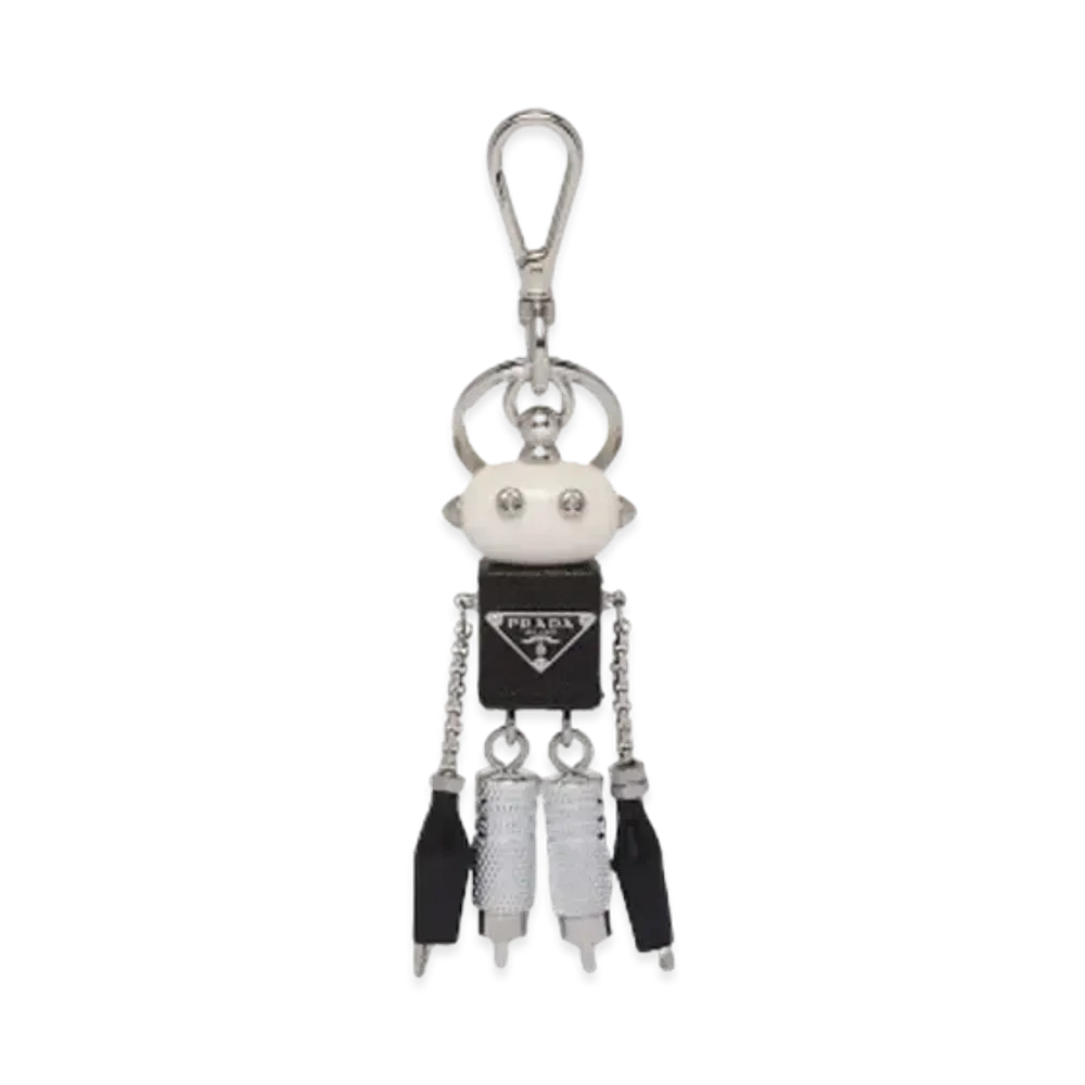 PRADA Saffiano Leather Robot Keychain Trick "Gray"