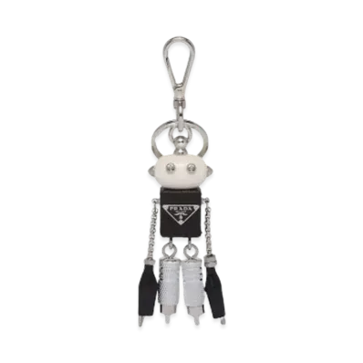 PRADA Saffiano Leather Robot Keychain Trick "Gray"