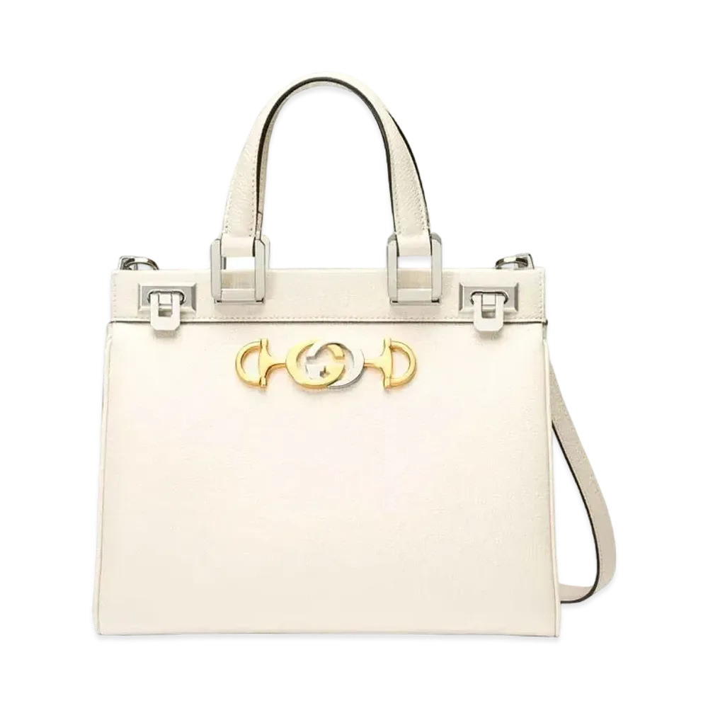 GUCCI Zumi Small Top Handle Bag "White Grain"