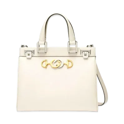 GUCCI Zumi Small Top Handle Bag "White Grain"