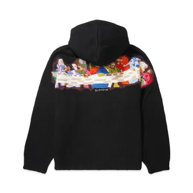 Supreme Last Supper Embroidered Zip Up Hooded Sweater "Black"