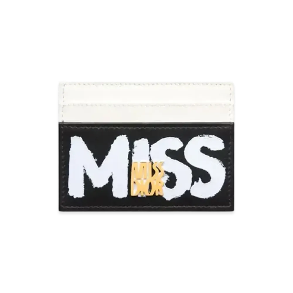 Dior Miss Dior Freesia Card Holder Miss Dior Graffiti Printed Calfskin "White/Black"