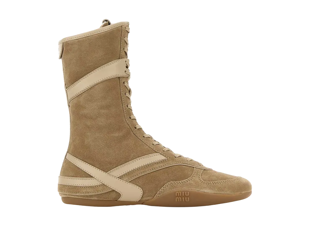 MIU MIU Women's Beige Suede Sneakers "Beige"