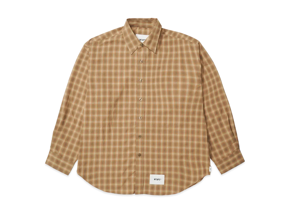 WTAPS Txt 01 / LS / Poly. Broadcloth. Textile. Of "Brown"