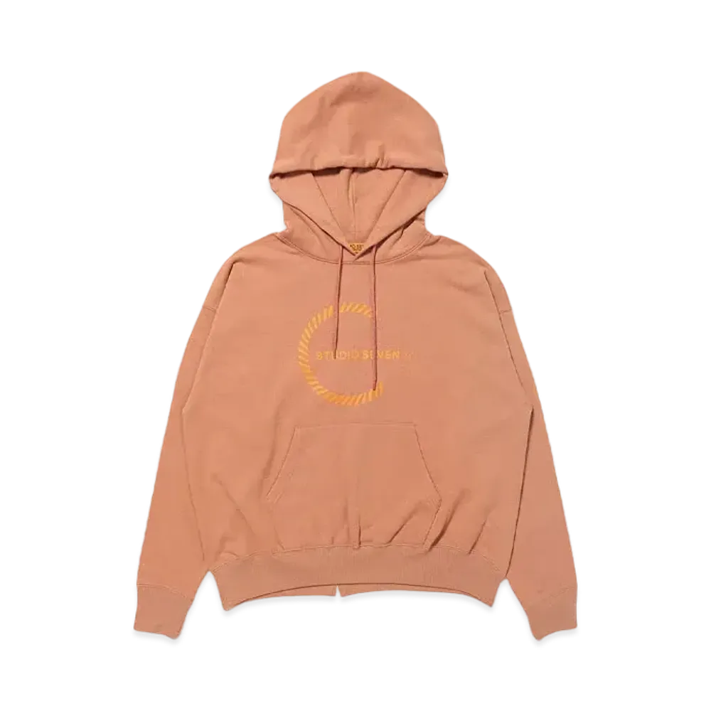 STUDIO SEVEN Circle Caution Logo Hoodie "BROWN"