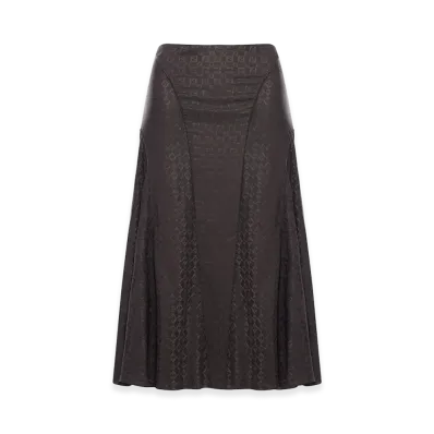 FENDI Women's FF Jacquard Silk Skirt "Brown"