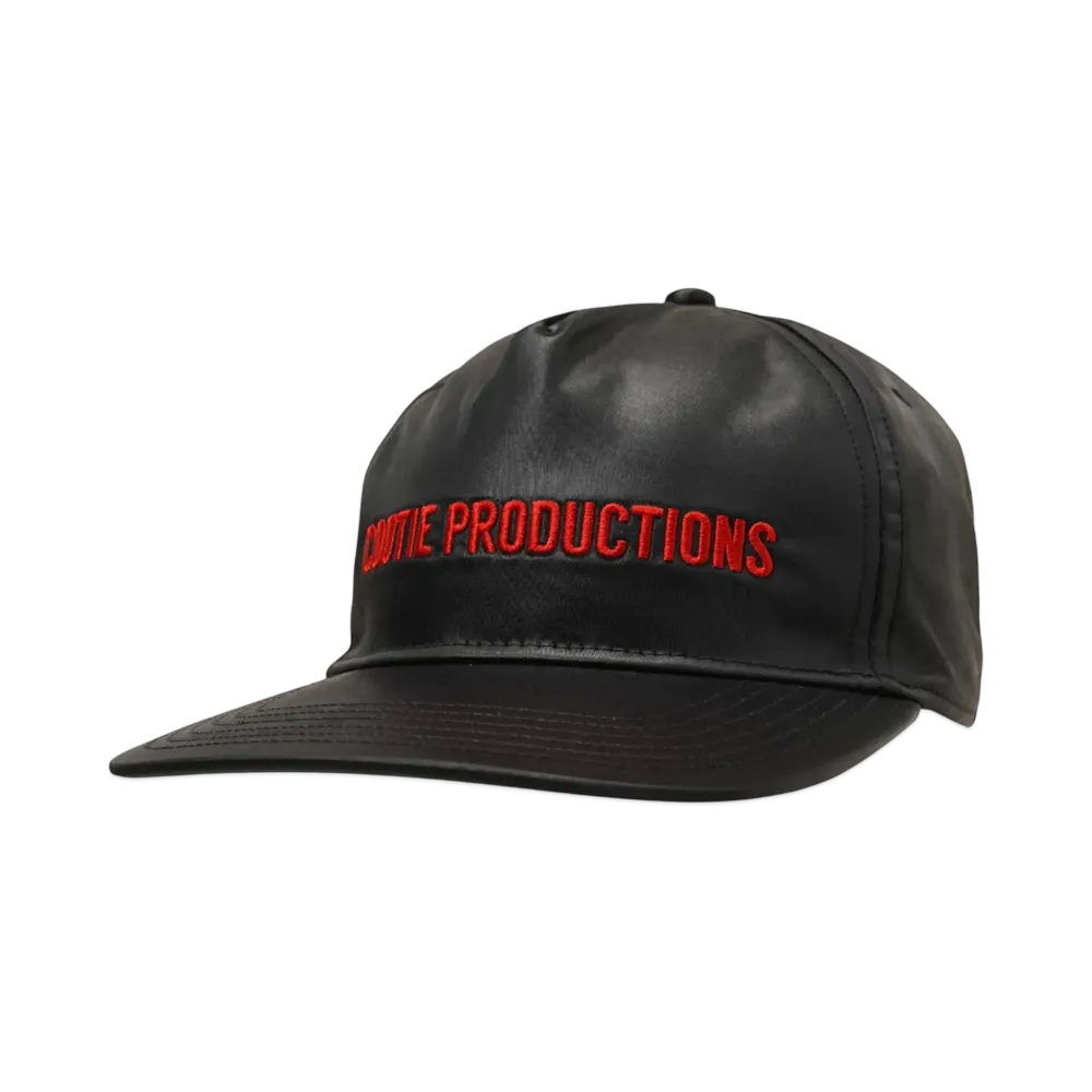 COOTIE PRODUCTIONS Damp Coated Satin 5 Panel Cap "BLACK X RED"