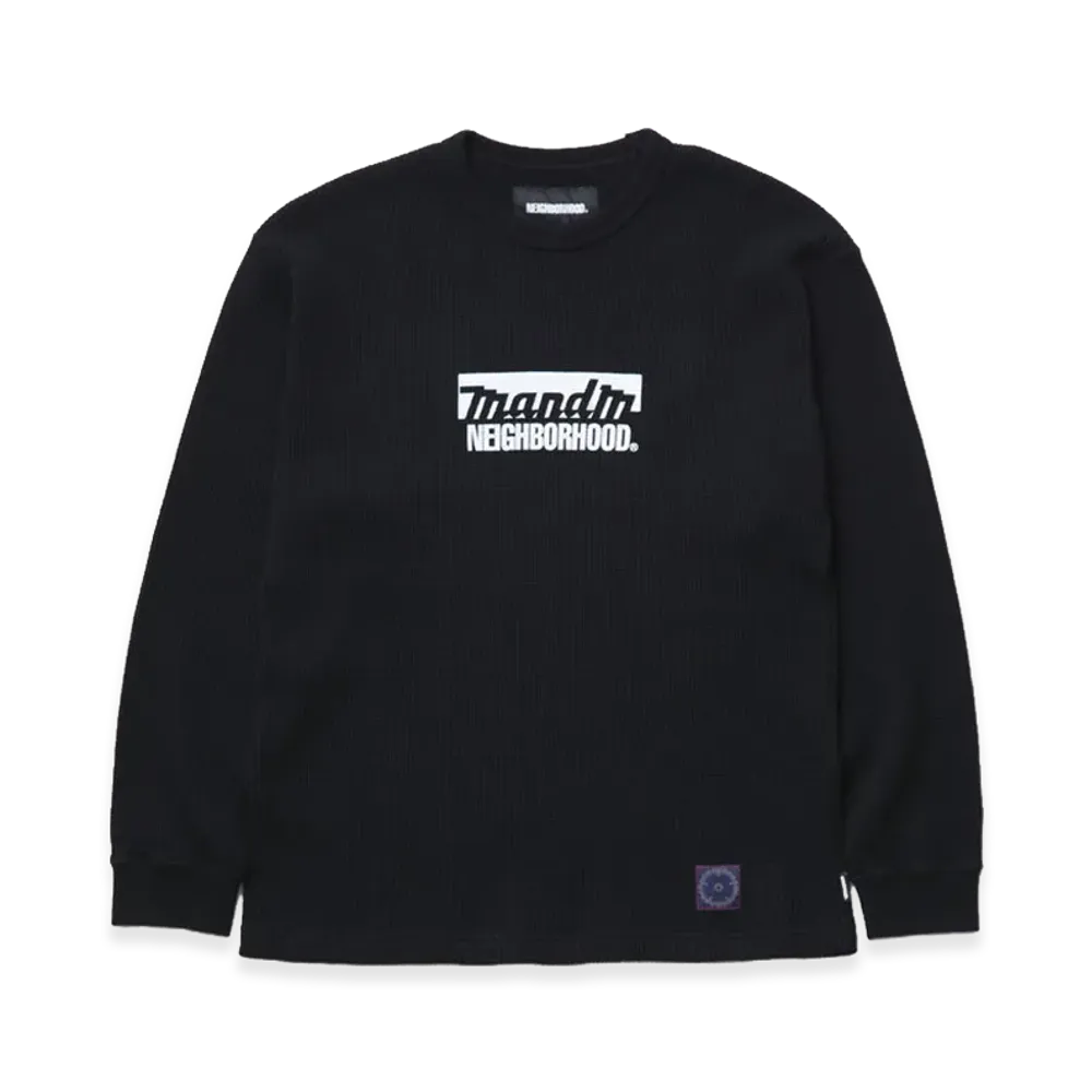 NEIGHBORHOOD x M&M . Waffle Fabric Crewneck LS "Black"
