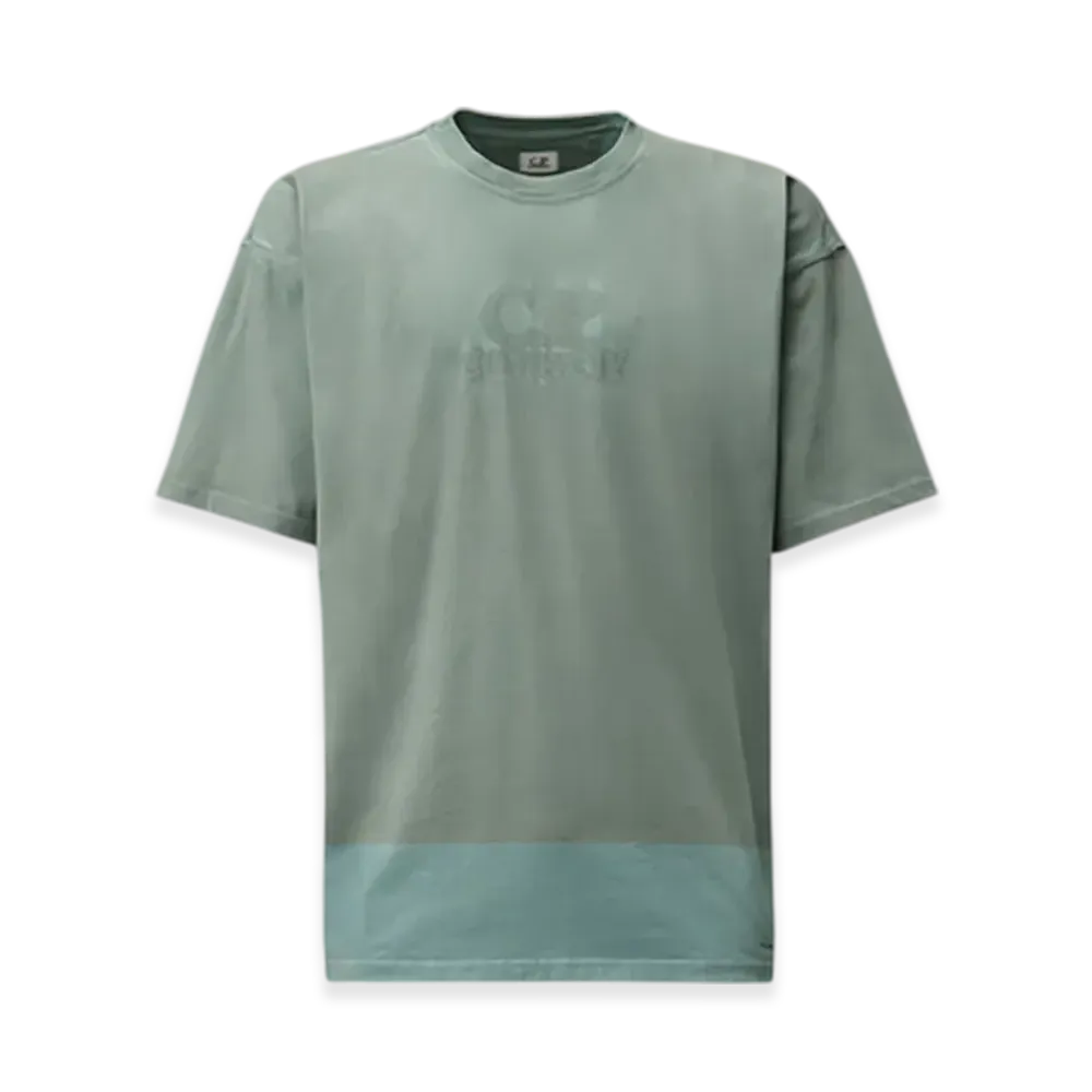 C.P. Company 24/1 Jersey Short Sleeve Printed Logo T-Shirt "Aegean Blue Light Blue"