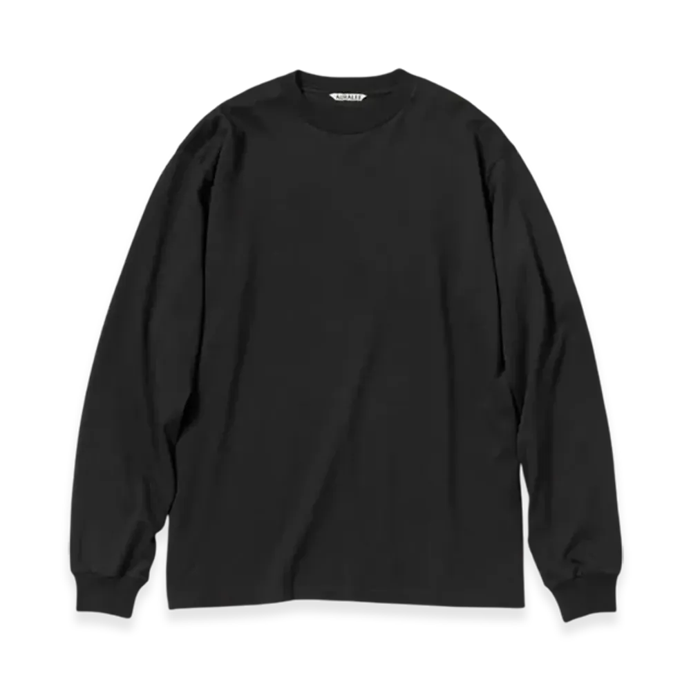 AURALEE Luster Plaiting L/S T-Shirt "Black"