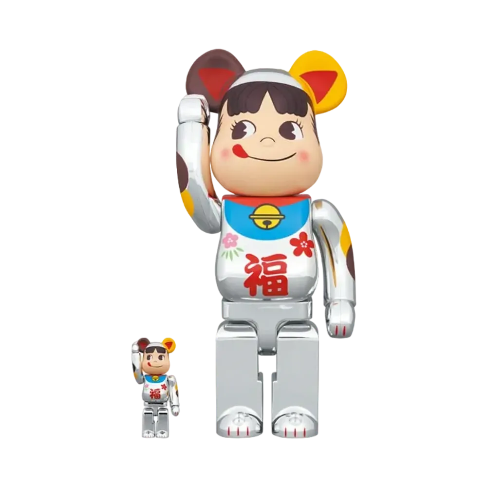 Bearbrick Manekineko Peko-chan Good Luck Silver Plated 100% & 400%