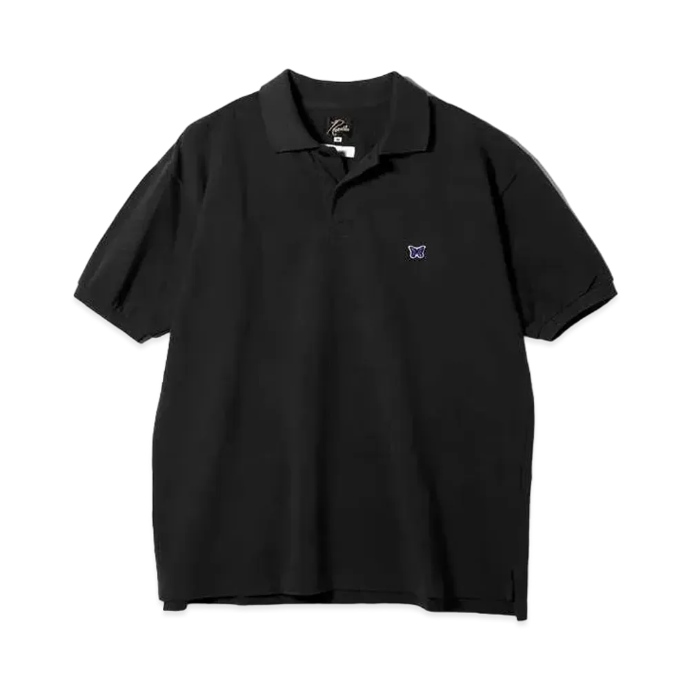 Needles x ts(s) Big Polo Shirt - Cotton Pique Jersey "Black"