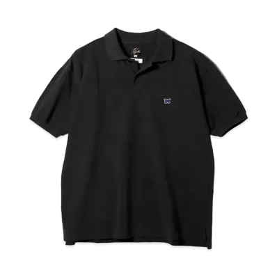 Needles x ts(s) Big Polo Shirt - Cotton Pique Jersey "Black"