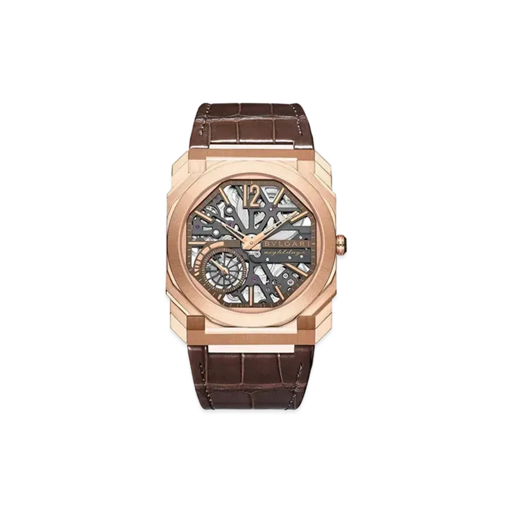 BVLGARI Octo Finissimo Watch "Pink Gold/Brown"