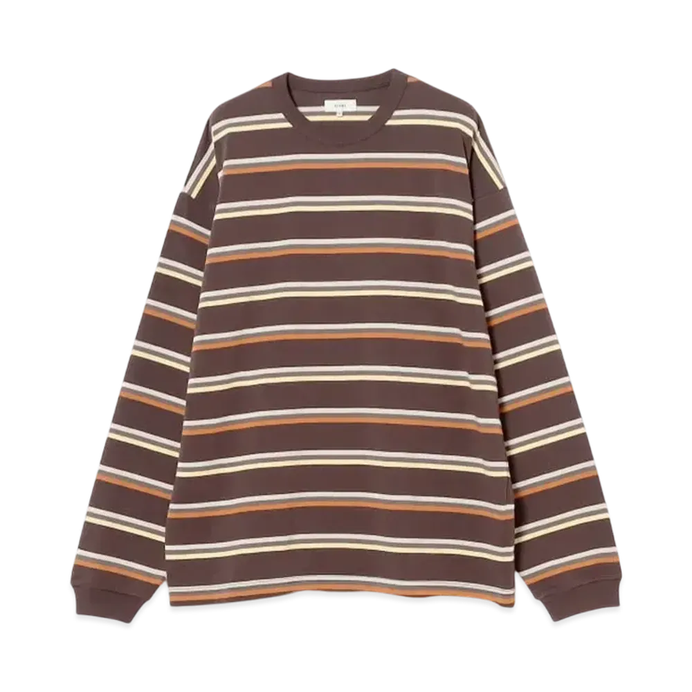 BEAMS Border Loose Long Sleeve Tee "Brown"