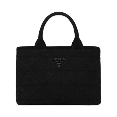 PRADA Cotton Canvas Tote Bag "Black"