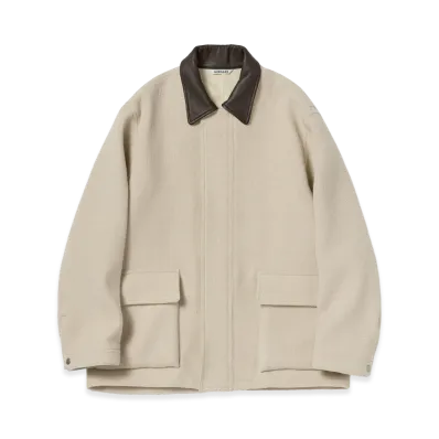 AURALEE Women's Homespun Tweed Zip Blouson "Ivory Beige"