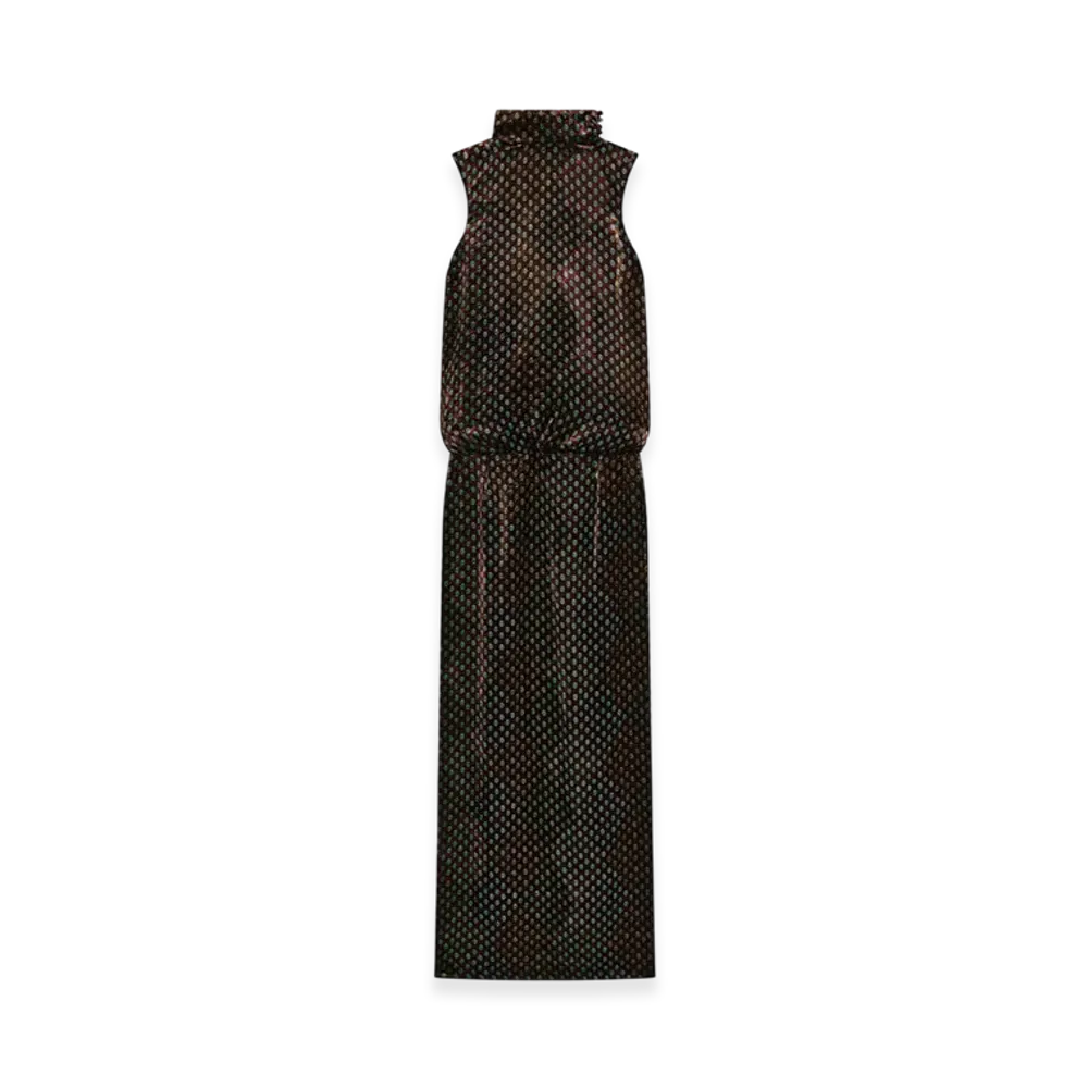 DRIES VAN NOTEN Women's Printed Evening Dress "Khaki"