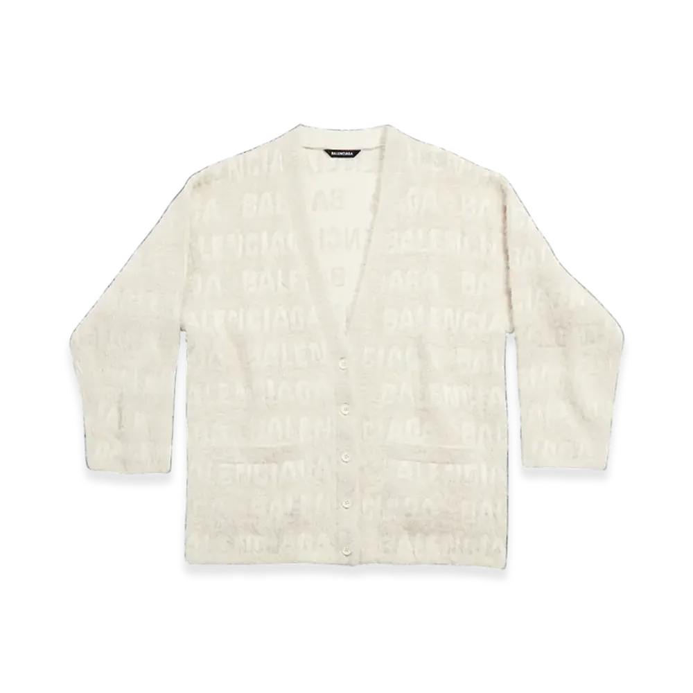 BALENCIAGA Women's Allover Furry Cardigan in "Light Beige"