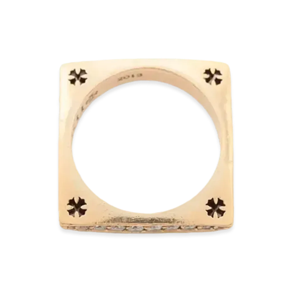 Chrome Hearts 22K Kate Hudson Square Diamond Ring "Yellow Gold"