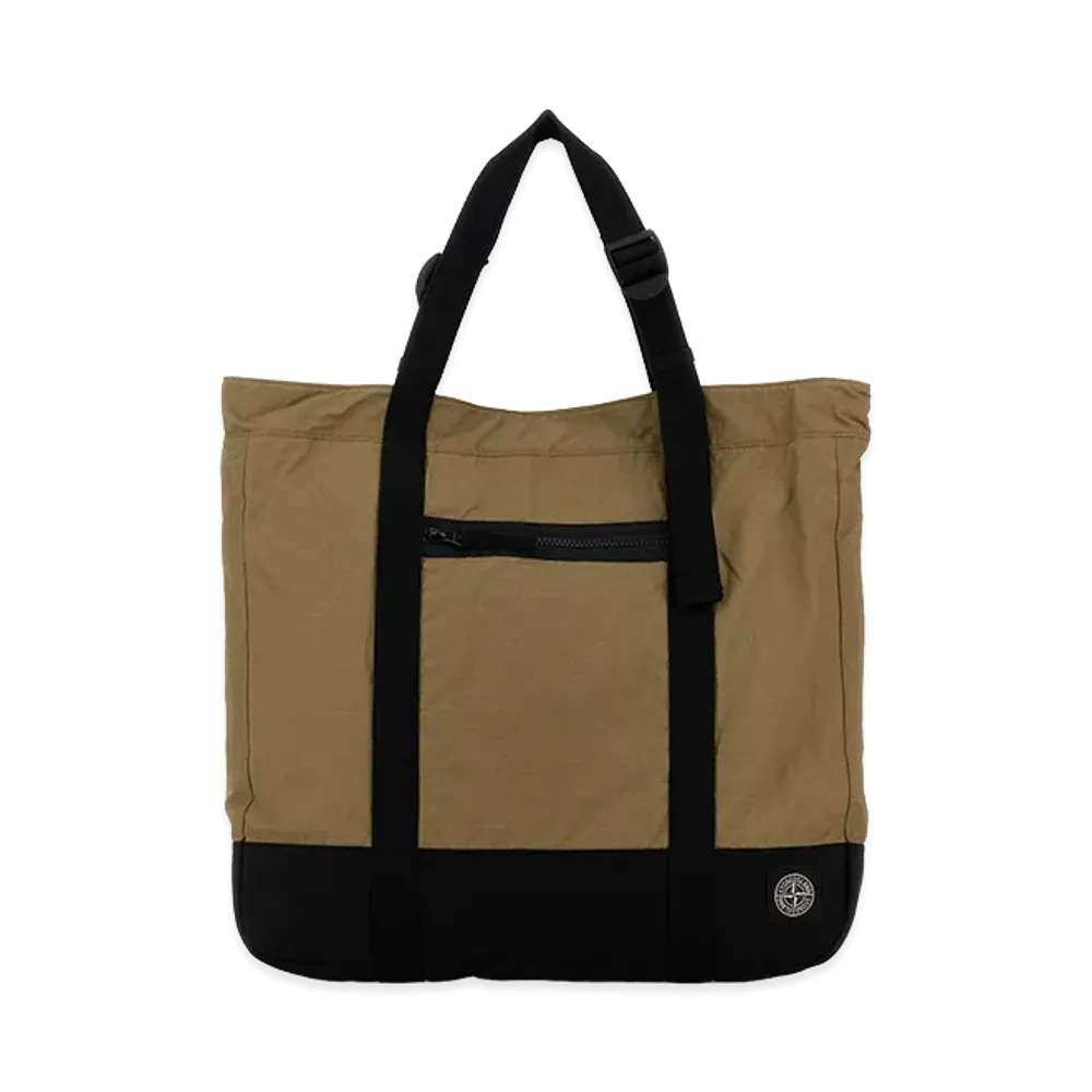 Stone Island Khaki Canvas Shopping Bag "Green"