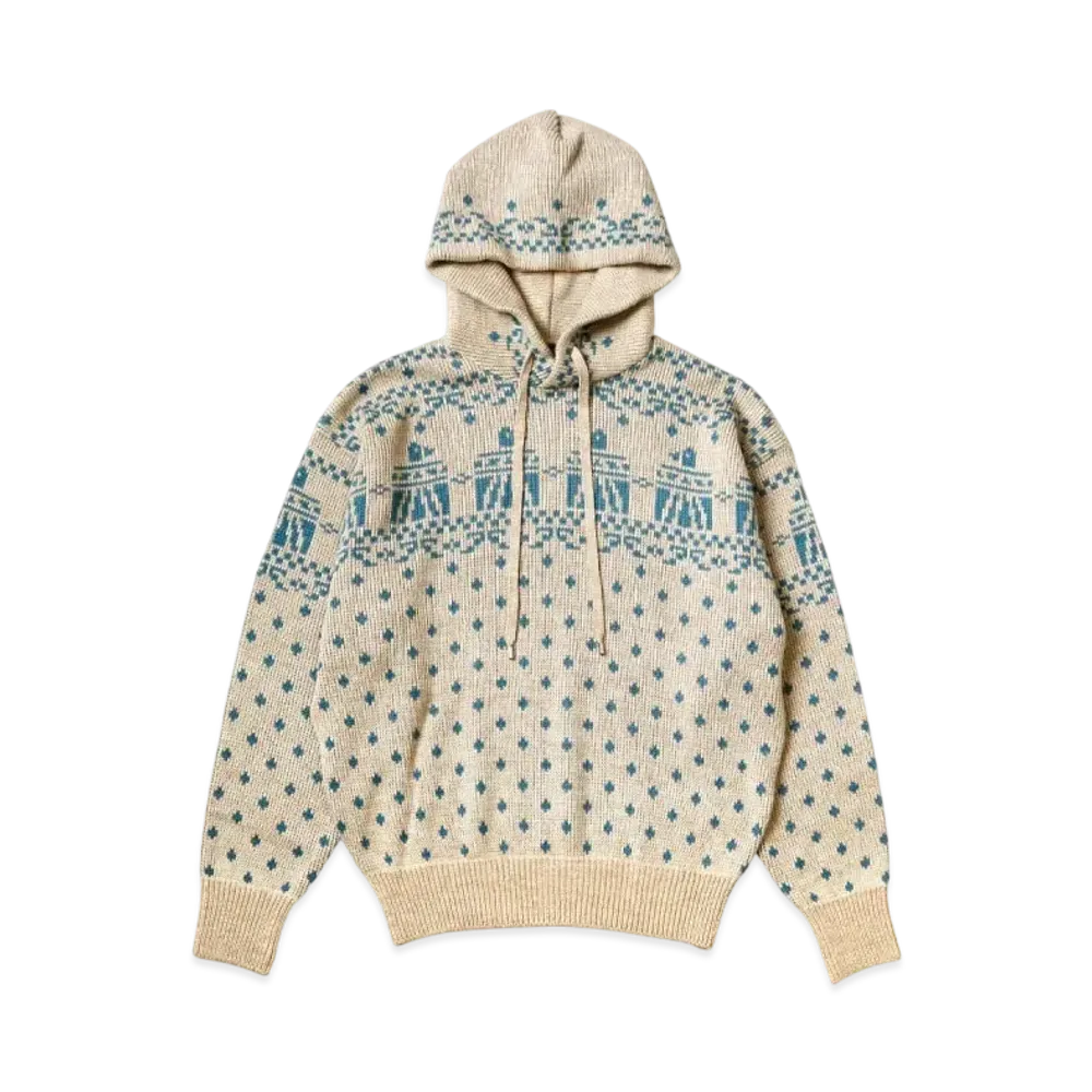 KAPITAL 5G Jacquard Knit Hood Sweater "Sax"