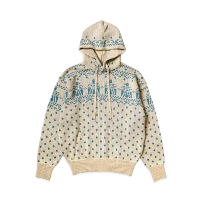 KAPITAL 5G Jacquard Knit Hood Sweater "Sax"
