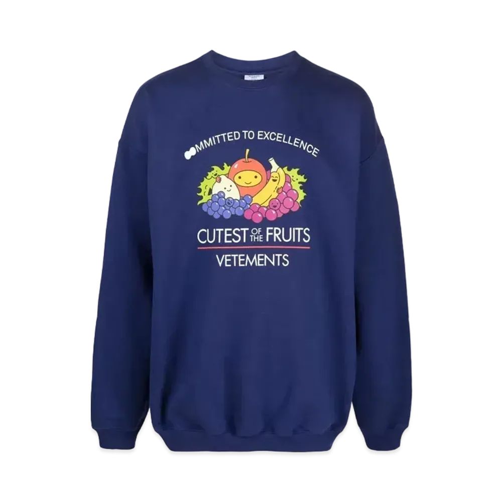 VETEMENTS Cutest of Fruits Print ed Sweatshirt "Blue"
