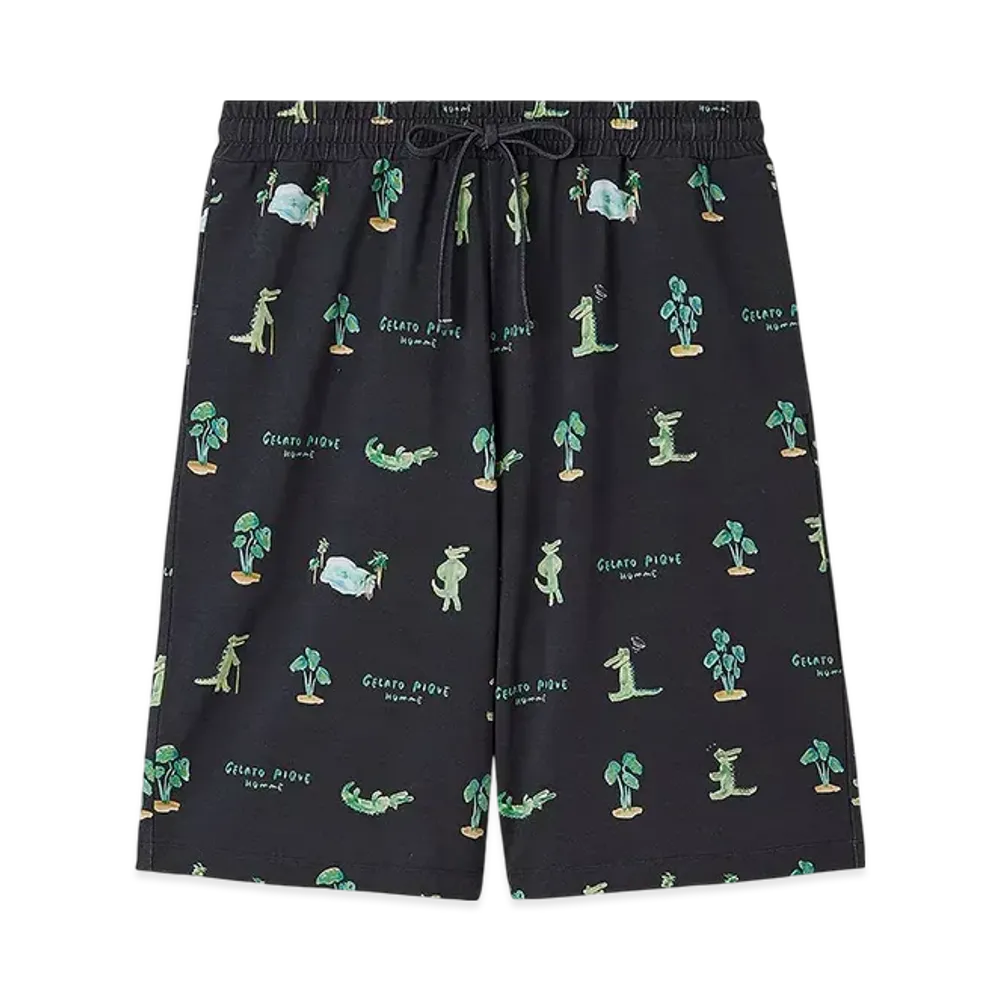 GELATO PIQUE Homme Cool Touch Sensation Crocodile Pattern Printed Shorts "Navy"