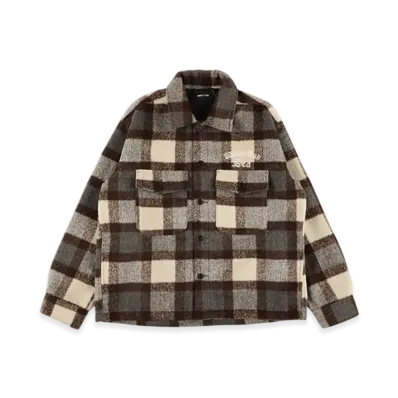 WIND AND SEA Shaggy Plaid Shirt Jacket "Brown"