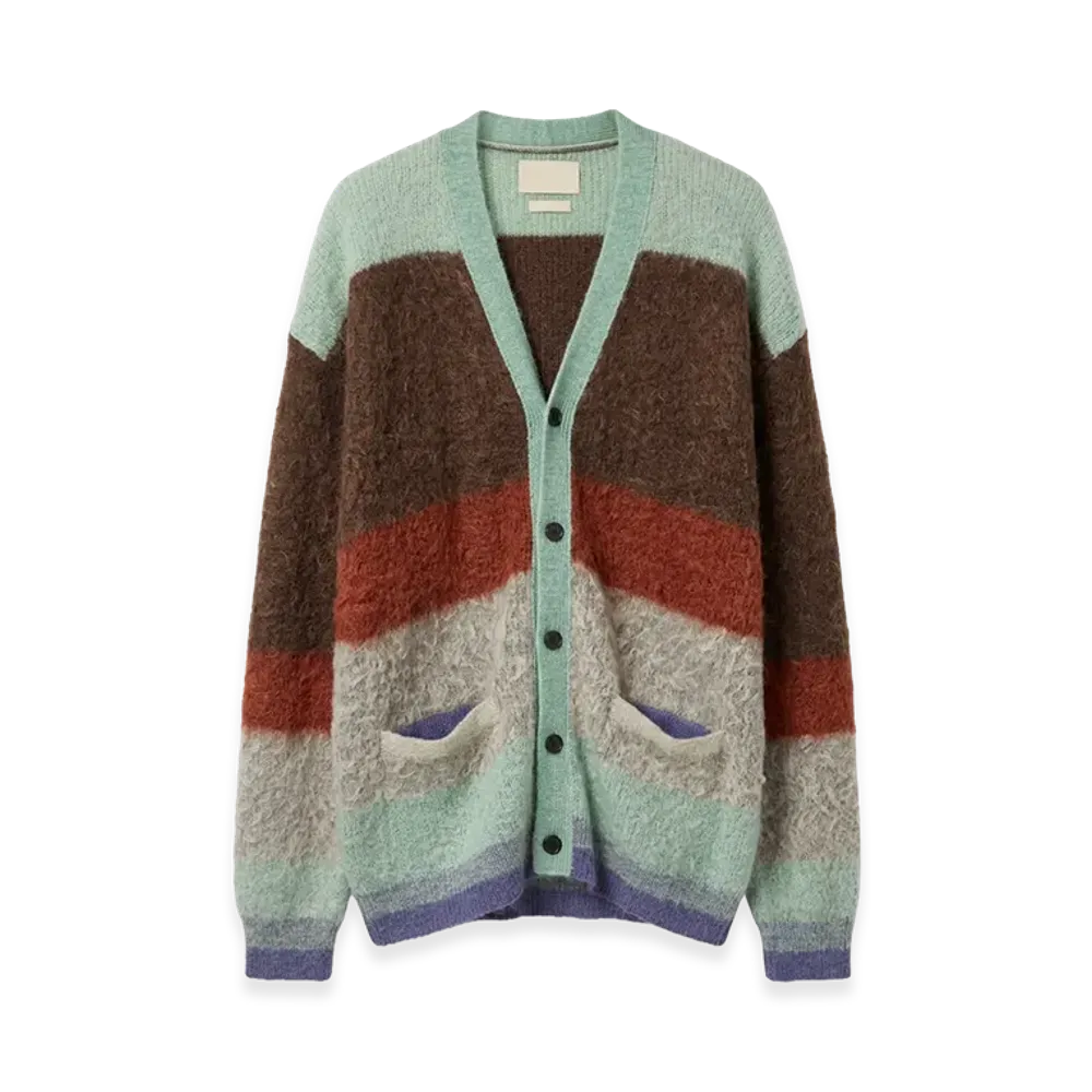 YOKE Mohair Border Cardigan "Brown"