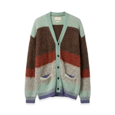 YOKE Mohair Border Cardigan "Brown"