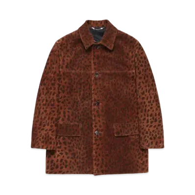 WACKO MARIA Leopard SUEDE LEATHER COAT "Beige"