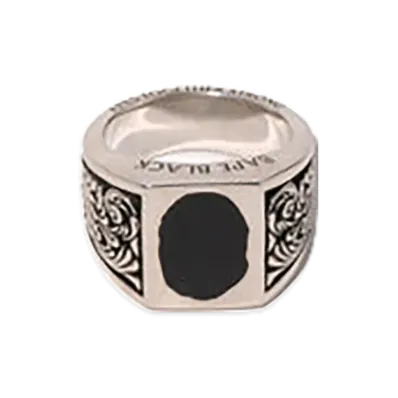 A BATHING APE Resin Madface Ring "Silver"