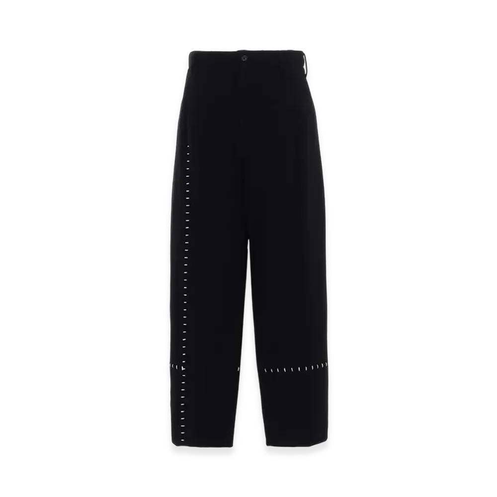 S'YTE Vintage Flannel 2-Tuck Wide Pant With Blanket Stitch "Black"