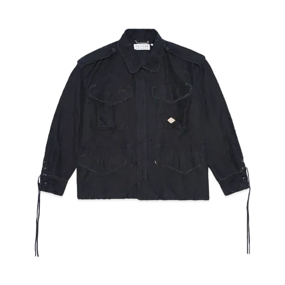 el conductorH DISTRESSED COTTON LACEUP FIELD JKT "BK"