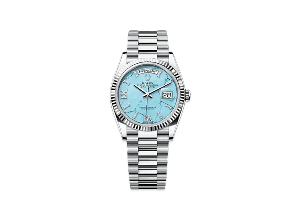ROLEX Day-Date 36mm Platinum 128236 "Turquoise"