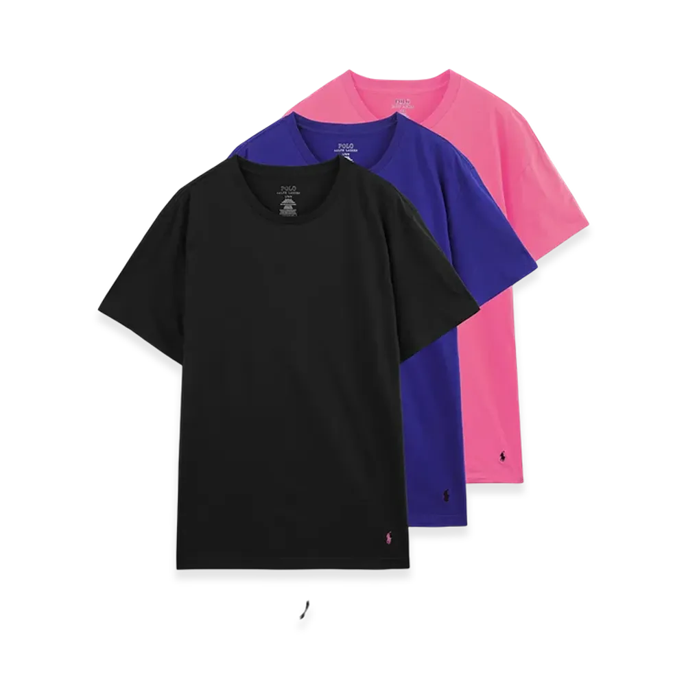 Polo Ralph Lauren Classic Fit Crewneck Tee 3-Pack "Black/Royal/Pink"