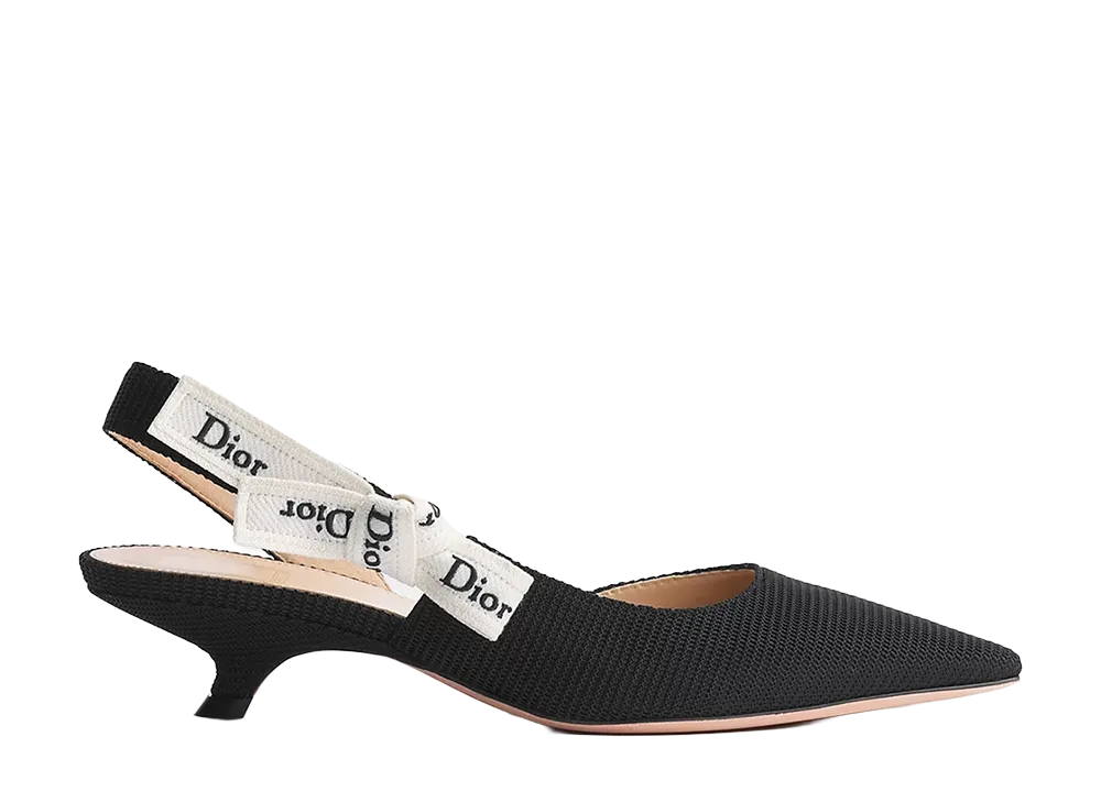 Dior Women's J'Adior Slingback Pump Embroidered Technical Fabric "Black"