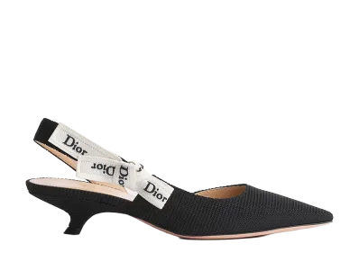 Dior Women's J'Adior Slingback Pump Embroidered Technical Fabric "Black"