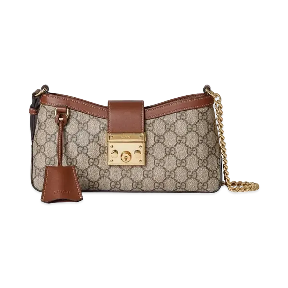GUCCI Padlock Small Shoulder Bag GG Supreme Canvas "Beige/Ebony/Brown"