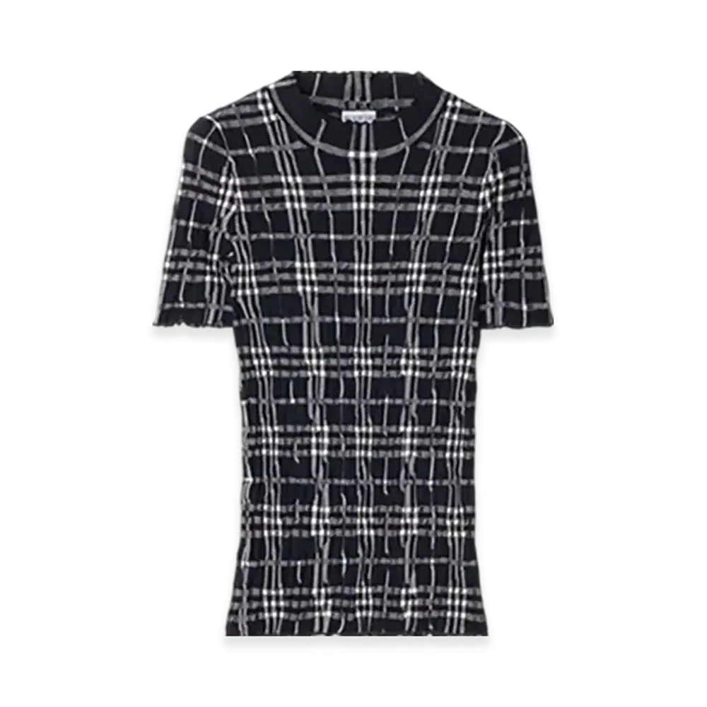 Burberry Check Wool Blend Top "Ink/Chalk"