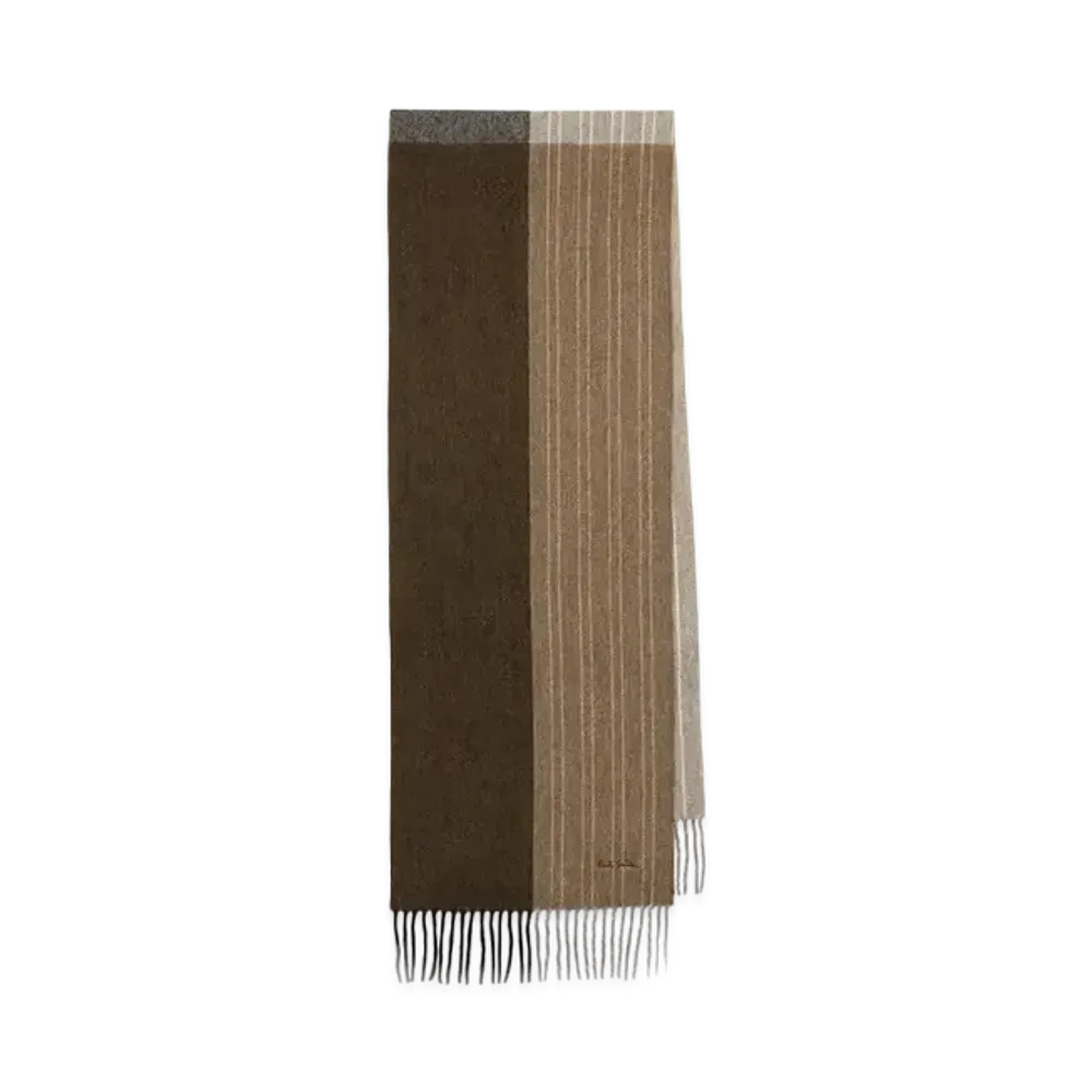 Paul Smith Color-Blocking Cashmere-Blend Scarf "Brown"