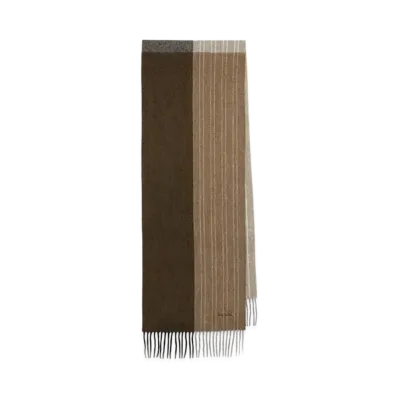 Paul Smith Color-Blocking Cashmere-Blend Scarf "Brown"