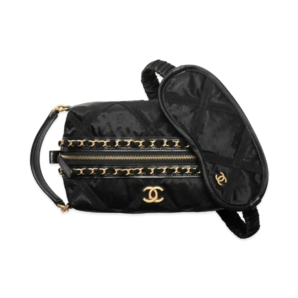 CHANEL Sleep Mask & Case Nylon & Grogran "Black"